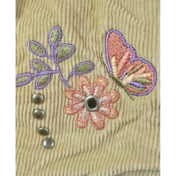 Mudd Vintage Denim Messenger Bag 00s Y2K Beige Floral Embroidered Crossbody - Picture 3 of 16